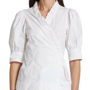 𝅺❌ SOLD ❌ NWT GANNI Puff Sleeve Wrap Blouse Sz 8